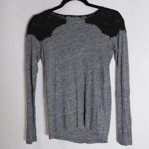 ZARA COLLECTION Gray Knit Top with Lace Detail Size M